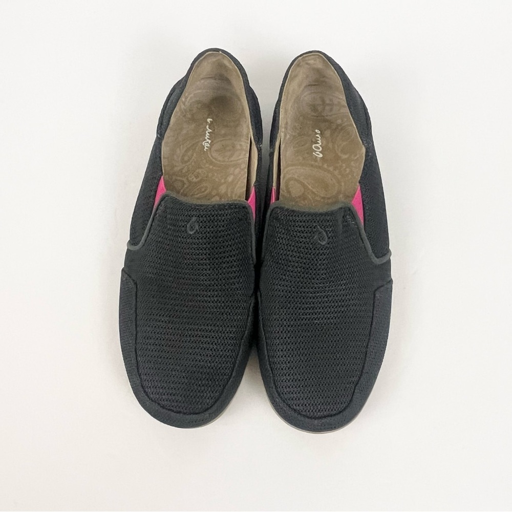 Olukai Waialua Mesh Black Gray Convertible Heel Womens Shoes Size 6